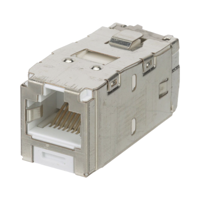 PANDUIT Conector Jack RJ45 Blindado, Estilo TG, Mini-Com, Categoría 6A, de 8 posiciones y 8 cables, Color Blanco MOD: CJS6X88TGWHY