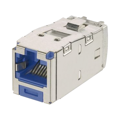 PANDUIT Conector Jack RJ45 Blindado, Llaveado Azul, Estilo TG, Mini-Com, Categoría 6A, de 8 posiciones y 8 cables, Color Azul CJSK6X88TGBU