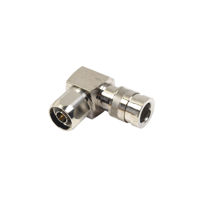 RF INDUSTRIES,LTD Conector N Macho de Compresion, Angulo Recto para LMR-400, CNT-400, Bronce-Blanco /Oro /Teflón. MOD: COMP-NRA-400