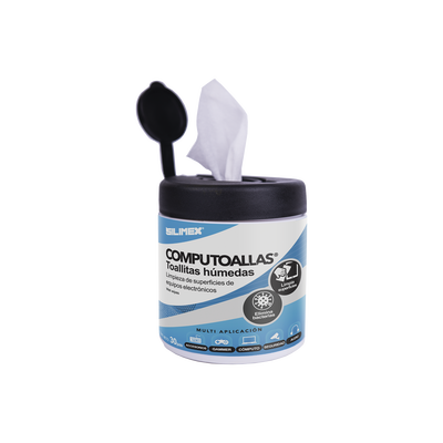 SILIMEX Toallas húmedas antibacteriales, para limpieza de gabinetes, equipos de cómputo, audio, vídeo y telefonía, 30 piezas MOD: COMPUTOALLAS