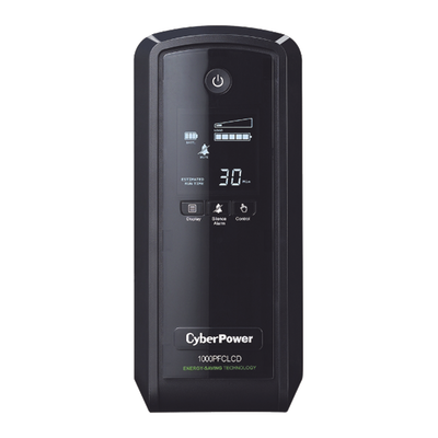 CYBERPOWER UPS de 1000 VA/600 W, Topología Línea Interactiva, Entrada 120 Vca NEMA 5-15P, Onda Senoidal Pura, Tipo Torre, Con 10 Tomas NEMA 5-15R MOD: CP1000PFCLCD