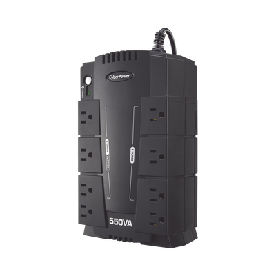 CYBERPOWER UPS de 550 VA/330 W, Topología Standby, Entrada 120 Vca NEMA 5-15P, Tipo Gabinete Compacto, Con 8 Tomas NEMA 5-15R MOD: CP550SLG