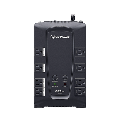 CYBERPOWER UPS de 685 VA/390 W, Topología Línea Interactiva, Entrada 120 Vca NEMA 5-15P, Tipo Gabinete Compacto, Con 8 Tomas NEMA 5-15R MOD: CP685AVRG