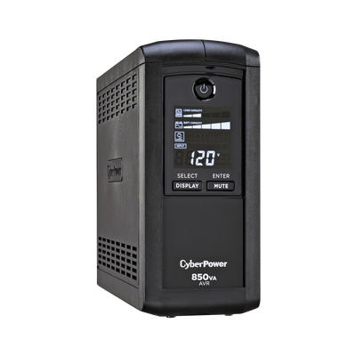 CYBERPOWER UPS de 850 VA/510 W, Topología Línea Interactiva, Entrada 120 Vca NEMA 5-15P, Tipo Mini Torre, Con 9 Tomas NEMA 5-15R MOD: CP850AVRLCD