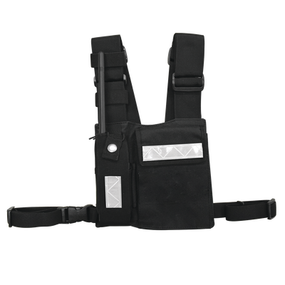 SYSCOM Pechera Universal Sin Logo con Soporte para Radio y Bolígrafo más Bolsa con Cinta Adherente para su Seguridad. MOD: CPP-SLG