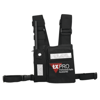 TXPRO Pechera Universal con soporte para radio, sostén de bolígrafo y seguridad para la bolsa con cinta adherente. Logo TX-PRO. MOD: CPP-TXP