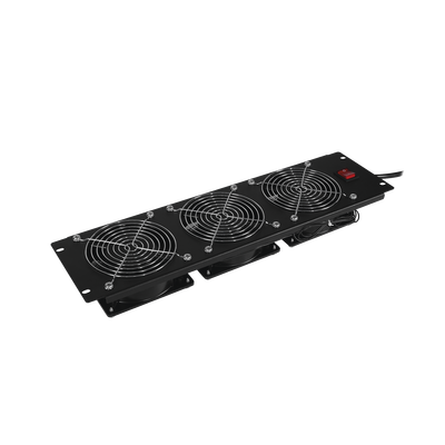 CYBERPOWER Kit de 3 Ventiladores para Montaje en Rack de 19 in, Alimentación 220 Vca con Plug IEC C14, 3 UR, Color Negro MOD: CRA12003