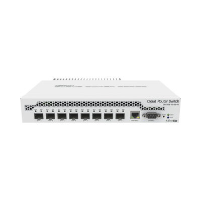 MIKROTIK () Switch administrable Sistema Operativo Dual, puerto 1G Rj45, 8 puertos 10G SFP+ para Escritorio MOD: CRS309-1G-8S+IN