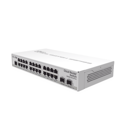 MIKROTIK Switch Sistema Operativo Dual 24 Puertos Gigabit Ethernet y 2 Puertos SFP+, Para Escritorio MOD: CRS326-24G-2S+IN