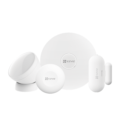 EZVIZ Kit de Alarma Inalambrico / Incluye: 1 Hub, 1 Sensor PIR, 1 Contacto Magnético y 1 Smart Boton / Configuración y Visualización por App Móvil EZVIZ / Protocolo Zigbee MOD: CS-B1