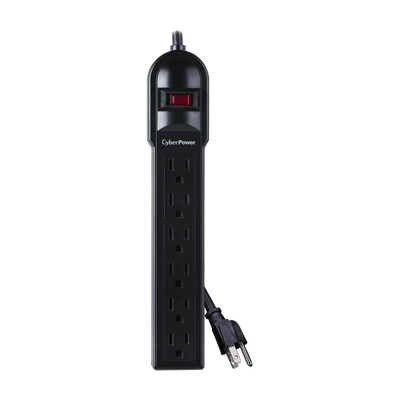 CYBERPOWER Multicontacto Con Supresor de Picos MOV y Filtro de Ruido EMI/RFI de 6 Conectores NEMA 5-15R de 900 J MOD: CSB604