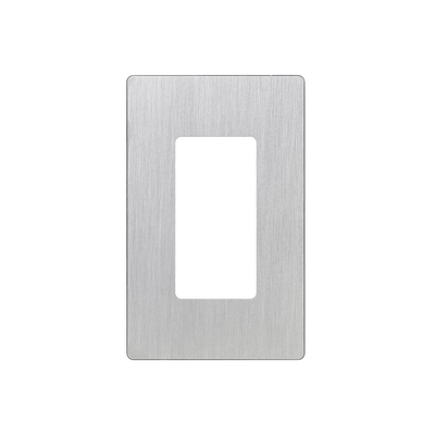 LUTRON ELECTRONICS Placa de pared 1 espacio, diseño tipo metálico, para atenuador (dimmer), apagador ó control remoto inalámbrico LUTRON. MOD: CW1-SS
