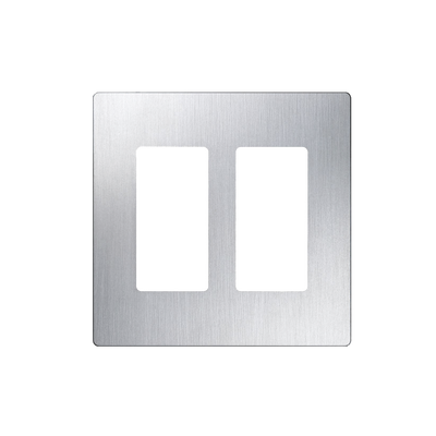 LUTRON ELECTRONICS Placa de pared 2 espacios, diseño tipo metálico, para atenuador (dimmer), apagador ó control remoto inalámbrico LUTRON. MOD: CW2-SS