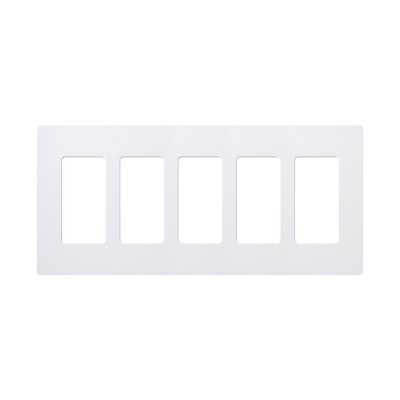 LUTRON ELECTRONICS Placa de pared 5 espacios, para atenuador (dimmer), switch ó control remoto PICO inalámbrico MOD: CW5-WH