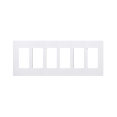 LUTRON ELECTRONICS Placa de pared 6 espacios, para atenuador (dimmer), switch ó control remoto PICO inalámbrico MOD: CW6-WH