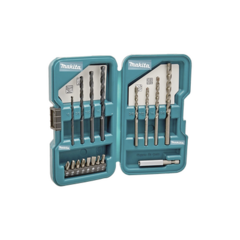 MAKITA Juego de accesorios multipropósito 17 piezas para metal, concreto, madera y puntas para atornillar. MOD: D-45836