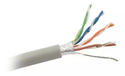 Retazo de 3 mts de Cable Cat5e FTP, ESCUT, UL, CMR, color Gris, para aplicaciones en CCTV y redes de datos. Uso en intemperie