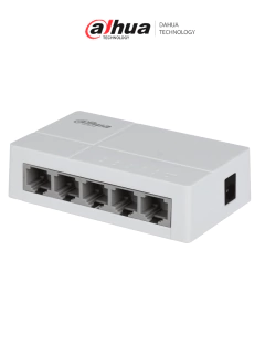 DAHUA DH-SF1005L - Switch para Escritorio 5 Puertos Fast Ethernet con velocidad de transmisión de 10/100 Mbps en un diseño compacto. Su capa 2 soporta un switching de hasta 1 Gbps y una velocidad de reenvío de 0.744 Mbps. #SwitchDpxv #VolDH