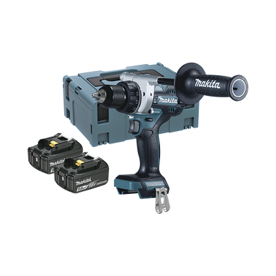 MAKITA Taladro Atornillador BL 18 V 5 Ah LXT 130 Nm 2 Velocidades (0-550 0-2100 rpm). Incluye 2 Baterías de 18 V, Cargador rápido, 2 Puntas doble y Maletín Makpac. MOD: DDF-486-RTJ