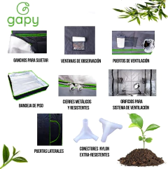 GAPY Tienda Indoor Hidropónica Calidad Premium, Armario de Cultivo para Interior, Grow Tent 100*100*200 cms Mylar 600 D de Alta Densidad. Fácil de Instalar, máxima Calidad y Durabilidad