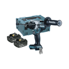 MAKITA Taladro combinado BL 18 V LXT 5.0 Ah 130 Nm. Incluye 2 baterías 5.0 Ah, cargador rápido y maletín Makpac. MOD: DHP-486-RTJ