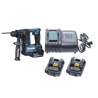 MAKITA Martillo rotatorio inalámbrico con Cargador y Baterías 17 mm (11/16") Motor Sin Carbones LXT de 18V MOD: DHR171SFE