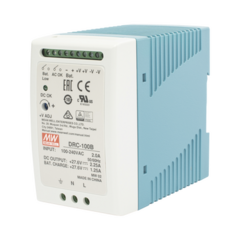 MEANWELL Fuente de poder Riel Din 24V, 100W con Cargador de Bateria MOD: DRC-100-B
