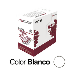 HIKVISION Bobina de Cable UTP 100 Metros / Cat5E (24 AWG) / Color Blanco / PVC (CM) / Uso en Interior / 100% Cobre / Para Aplicaciones de CCTV y Redes de Datos MOD: DS-1LN5ESW/100