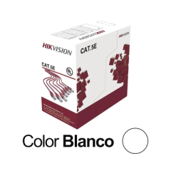 HIKVISION Bobina de Cable UTP 100 Metros / Cat5E (24 AWG) / Color Blanco / PVC (CM) / Uso en Interior / 100% Cobre / Para Aplicaciones de CCTV y Redes de Datos MOD: DS-1LN5ESW/100