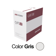 HIKVISION Bobina de cable UTP 305 m., Cat5E (24 AWG), Color Gris, PVC (CM), uso en Interior, CCA, Para aplicaciones de CCTV y Redes de datos MOD: DS-1LN5EU-G/CCA