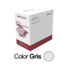 HIKVISION Bobina de cable UTP 305 mts / Cat6 (23 AWG) / Color Gris / PVC (CM) / Uso en Interior / 100% Cobre / Aplicaciones de CCTV y Redes de Datos DS-1LN6U-G