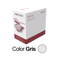 HIKVISION Bobina de cable UTP 305 mts / Cat6 (23 AWG) / Color Gris / PVC (CM) / Uso en Interior / 100% Cobre / Aplicaciones de CCTV y Redes de Datos DS-1LN6U-G