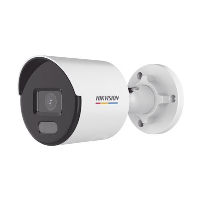 HIKVISION Bala IP 4 Megapixel / ACUSENSE Lite (Detección de Movimiento en Humanos y Vehículos) / Lente 2.8 mm / Luz Blanca 30 mts / Imagen a Color 24/7 / Exterior IP67 / WDR 120 dB / PoE / ONVIF MOD: DS-2CD1047G2-L