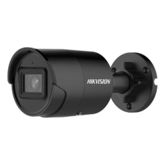 HIKVISION Bala IP 4 Megapixel / Color Negro / Lente 2.8 mm / 40 mts IR EXIR / Exterior IP67 / WDR 120 dB / PoE / Micrófono Integrado / Videoanaliticos (Filtro de Falsas Alarmas) / Metal / microSD DS-2CD2043G2-I(U)(BLACK)