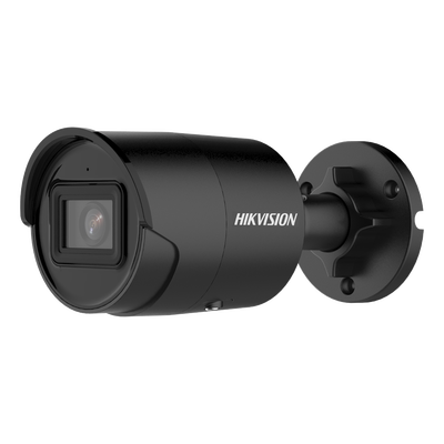 HIKVISION Bala IP 4 Megapixel / Color Negro / Lente 2.8 mm / 40 mts IR EXIR / Exterior IP67 / WDR 120 dB / PoE / Micrófono Integrado / Videoanaliticos (Filtro de Falsas Alarmas) / Metal / microSD DS-2CD2043G2-I(U)(BLACK)