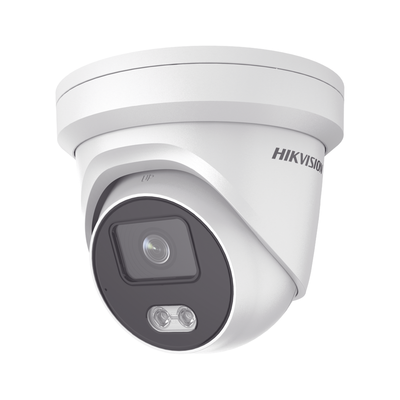 HIKVISION Turret IP 8 Megapixel / Imagen a Color 24/7 / Lente 2.8 mm / Luz Blanca 30 mts / WDR 130 dB / Exterior IP67 / Micrófono Integrado / Captura Facial / Videoanaliticos (Filtro de Falsas Alarmas) / Metal / MicroSD MOD: DS-2CD2387G2-L(U)(C)