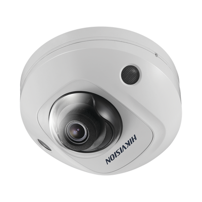 HIKVISION Mini Domo IP 2 Megapixel / Serie PRO / Lente 2.8 mm / 10 mts IR EXIR / Micrófono Integrado / Exterior IP66 / IK08 / PoE / Audio y Alarmas / H.265+ / Videoanaliticos Integrados DS-2CD2523G0-IS