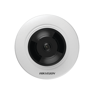 HIKVISION Mini Fisheye IP 5 Megapixel / Serie PRO + / Panorámica 180° - 360° / 8 mts IR / Uso en Interior / PoE / Múltiples Vistas por iVMS-4200 / Entrada y Salida Audio y Alarma MOD: DS-2CD2955FWD-IS