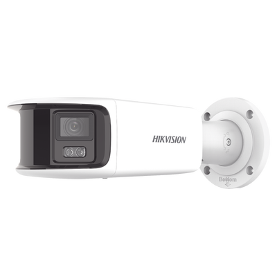 HIKVISION [ PROTECCIÓN ACTIVA ] Bala IP Panorámica 8 Megapixel / 180° / Lente 4 mm / Imagen a Color 24/7 / PoE / WDR 130° / IP67 / ACUSENSE / Protección Activa (Luz Estroboscópica y Alarma Audible) / 40 mts Luz Blanca / MicroSD MOD: DS-2CD2T87G2-PLSU/SL(C)