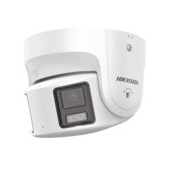 HIKVISION [ PROTECCIÓN ACTIVA ] Turret IP Panorámica 8 Megapixel / 180° / Imagen a Color 24/7 / PoE / WDR 130° / IP67 / ACUSENSE / Protección Activa (Luz Estroboscópica y Alarma Audible) / MicroSD MOD: DS-2CD3387G2P-LSU/SL(C)