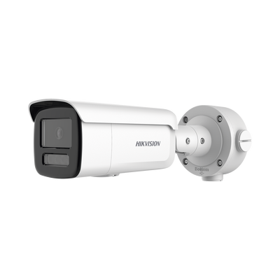HIKVISION [ PROTECCIÓN ACTIVA ] Bala IP 4 Megapixel / Lente 4 mm / 60 mts IR EXIR / Exterior IP67 / WDR 120 B / PoE + / Micrófono y Bocina Integrada / AcuSense / MicroSD DS-2CD3T46G2-ISU/SL(H)