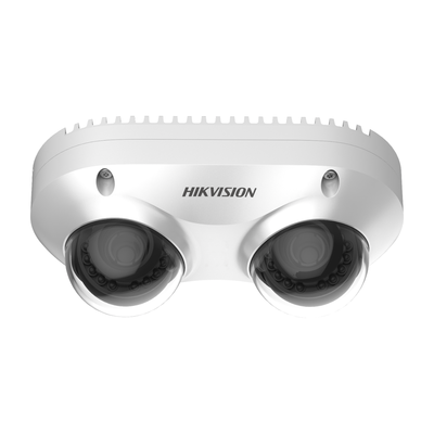 HIKVISION PanoVu Series / Lente Dual de 5 Megapixel / 2 Lentes Fijos de 2.8 mm / Recomendado para Pasillos o Esquinas / IP67 / IK10 / PoE / WDR 120 dB / 10 mts IR / Entrada y Salida de Audio y Alarma / MicroSD MOD: DS-2CD6D52G0-IHS