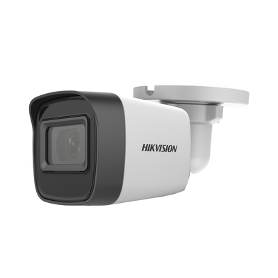HIKVISION AUDIO POR COAXITRON / Bala TURBOHD 2 Megapíxel (1080p) / Gran Angular 106° / Lente 2.8 mm / 30 mts IR EXIR / Exterior IP67 / 4 Tecnologías / dWDR / Micrófono Integrado MOD: DS-2CE16D0T-ITFS