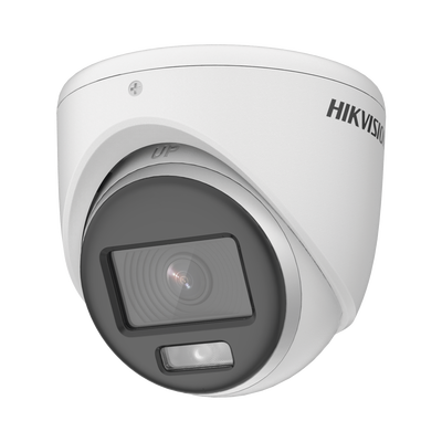 HIKVISION Turret TURBOHD 2 Megapixel (1080p) / Imagen a color 24/7 / Lente 2.8 mm / Luz Blanca 20 mts / Exterior IP67 / dWDR / Micrófono Integrado DS-2CE70DF0T-MFS