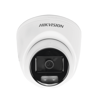 HIKVISION Turret TURBOHD 3K (5MP) / Micrófono Integrado / Lente 3.6 mm / Imagen a color 24/7 / 40 mts Luz Blanca / Exterior IP67 / dWDR / 4 Tecnologías MOD: DS-2CE72KF0T-FS