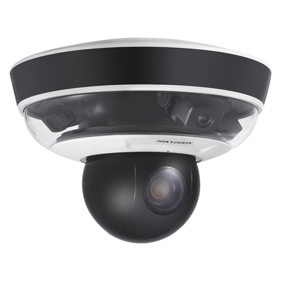HIKVISION Mini Domo Panovu 2 Megapixel / 1 PTZ 10X Zoom + 3 Lentes Panorámicos 360° / H.265 / IP66 / PoE+ / Posicionamiento 3D / microSD MOD: DS-2PT5326IZ-DE