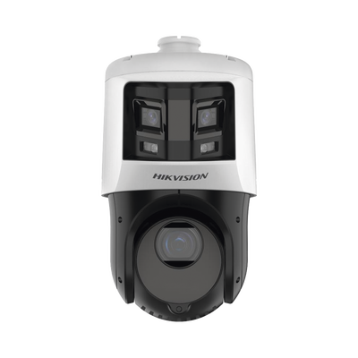 HIKVISION [TandemVu] Domo PTZ IP 4 Megapixel con Cámara Panoramica 6 Megapixel / 25X Zoom / 100 mts IR / IP66 / WDR / PoE+ / Entrada-Salida de Audio y Alarma / Ultra Baja Iluminación / Micro SD MOD: DS-2SE4C425MWG-E/26(F0)