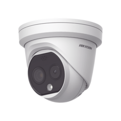 HIKVISION Turret IP Dual / Térmica 3.1 mm (160 x 120) / Óptico 4 mm (4 Megapixel) / Termométrica / Detección de Temperatura / PoE /Exterior IP66 / Sirena y Luz Intermitente Integrada / MicroSD MOD: DS-2TD1217-3/QA