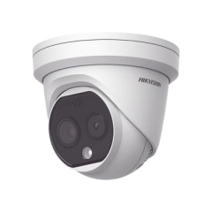HIKVISION Turret IP Dual / Térmica 3.1 mm (160 x 120) / Óptico 4 mm (4 Megapixel) / Termométrica / Detección de Temperatura / PoE /Exterior IP66 / Sirena y Luz Intermitente Integrada / MicroSD MOD: DS-2TD1217-3/QA