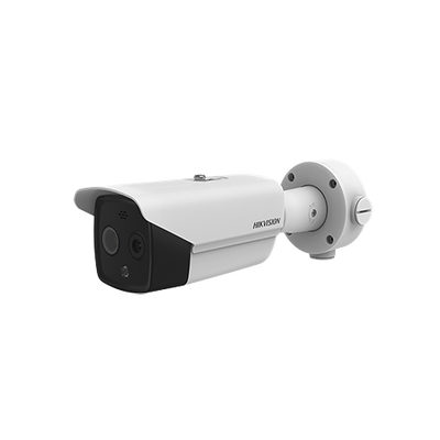 HIKVISION Bala IP Dual / Térmica 6.2 mm (160 x 120) / Óptico 8 mm (4 Megapixel) / DETECCIÓN DE PERSONAS 182 m / 40 mts IR / Exterior IP67 / PoE / Termométrica / Detección de Fuego / Detección de T / Micro SD 32 GB Incluida MOD: DS-2TD2617-6/PA
